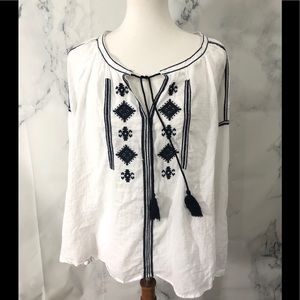 Ann Taylor LOFT Boho Peasant Blouse Medium